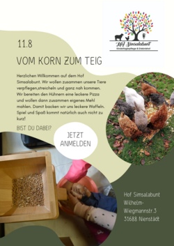 "Vom Korn zum Teig" auf dem Hof Simsalabunt