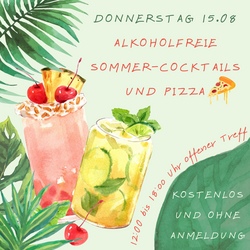 Offener Treff mit alkoholfreien Cocktails und Pizza