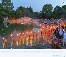 Fackelschwimmen und Abschluß des Ferienprogramms im Naturbadepark südliches Friesland