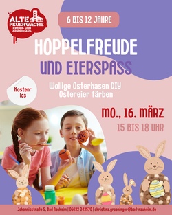 Hoppelfreunde & Eierspaß: Wollige Osterhasen & Eier färben - Special im KidsTreff