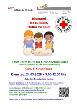 "Niemand ist zu klein, Helfer zu sein" - Erste Hilfe Kurs für Grundschulkinder - KURS 1