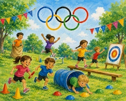 Mini-Olympiade auf dem Sportplatz in Neustadt