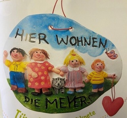 Familientürschild aus Ton mit Sabine (Kurs besteht aus zwei Terminen!)