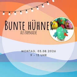 Bunte Hühner aus Pappmaché