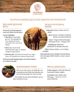 Hufpfad Sommer-Zeltlager: Abenteuer Pferdehof