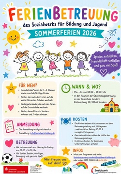 Sommer- Ferienspaß: Ferienbetreuung des Sozialwerks für Bildung und Jugend
