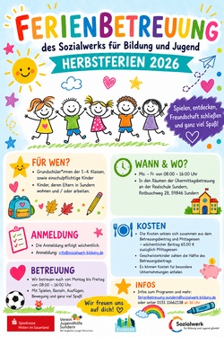 Herbst- Ferienspaß: Ferienbetreuung des Sozialwerks für Bildung und Jugend
