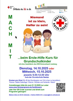 "Niemand ist zu klein, Helfer zu sein" - Erste Hilfe Kurs für Grundschulkinder - KURS 1