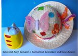 Katze mit Acry bemalen + Sonnenhut best&uuml;cken + freies Malen nach Vorlage