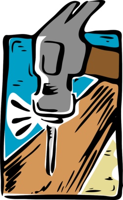 Wir machen Nagelbilder auf Baumscheiben