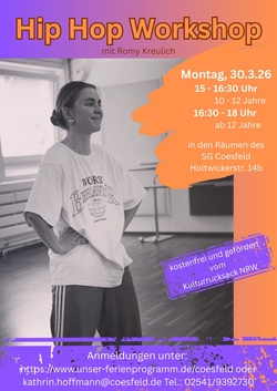 "HipHop-Workshop" f&uuml;r Kinder und Jugendliche ab 10 Jahre