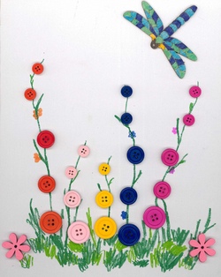 Knopfbild mit Blumen