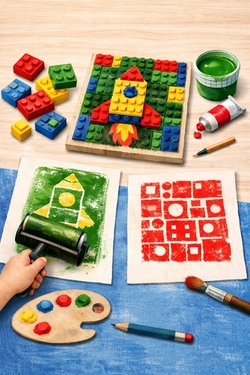 Kreativwerkstatt: "Rauhbirl macht Druck!" - Hochdruck mit Klemmbausteinen