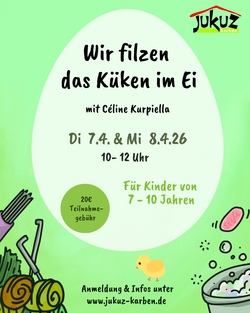 Filzen f&uuml;r Kinder - Wir filzen das K&uuml;ken im Ei!