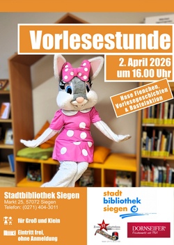 NEU- Hase Fienchen, Vorlesegeschichten und bunte Bastelaktion in der Stadtbibliothek Siegen