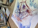 Der Garten l&auml;dt zum Schattenspiel &ndash; Aquarell