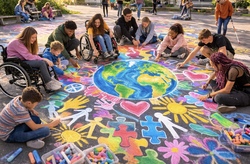 Unsere bunte Sommerstra&szlig;e! Mach mit bei unserem kreativen Sommerprogramm und verwandle gemeinsam mit anderen Kindern eine ganze Fl&auml;che in eine riesige Kunstgalerie! Mit bunten Kreiden entstehen fantasievolle Welten.