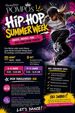 Hip Hop Summer Week im Tanzatelier Pomp&ouml;s f&uuml;r 6-8 J&auml;hrige