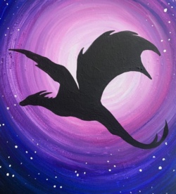 Malkurs Drache am Nachthimmel