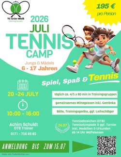 Sommer Tennis Camp 2026 Juli