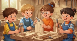 Holz-Bastelwerkstatt im Rahmen des Schafhoffestes