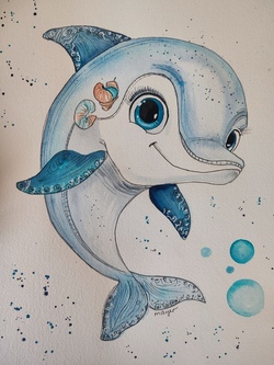 Aquarellkurs: Lustiger Delfin (Kurs 1)