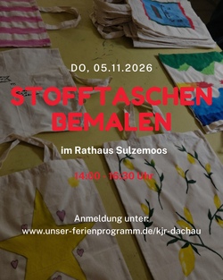 Stofftaschen bemalen im Rathaus Sulzemoos