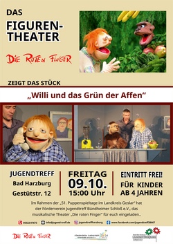 Puppenbühne "Die Roten Finger"präsentiert: "Willi und das Grün der Affen"